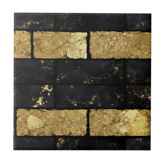 Carreau Motif de briques d'or et de noir (Devant)