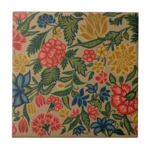 Carreau Motif de broderie florale au crewel vintage