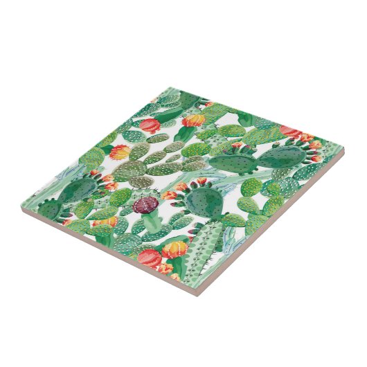 Carreau Motif de cactus d'aquarelle (Côté)