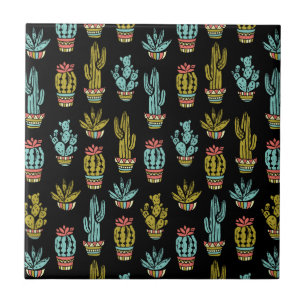 Carreau Motif de cactus de grunge foncé