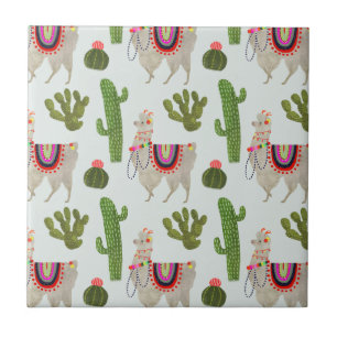 Carreau Motif de cactus et de lama de la collection de