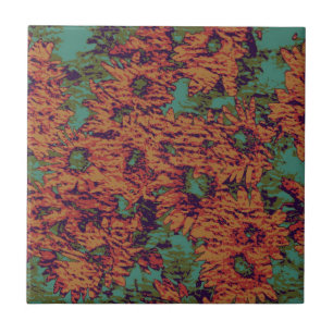 Carreau Motif de camouflage de tournesol et de feuille