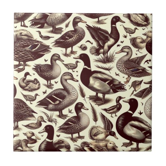 Carreau Motif de canard vintage et d'oie (Devant)