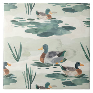 Carreau Motif de canards d'aquarelle mignonne
