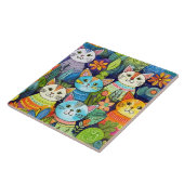 Carreau Motif de caricatures de chat mignon (Côté)