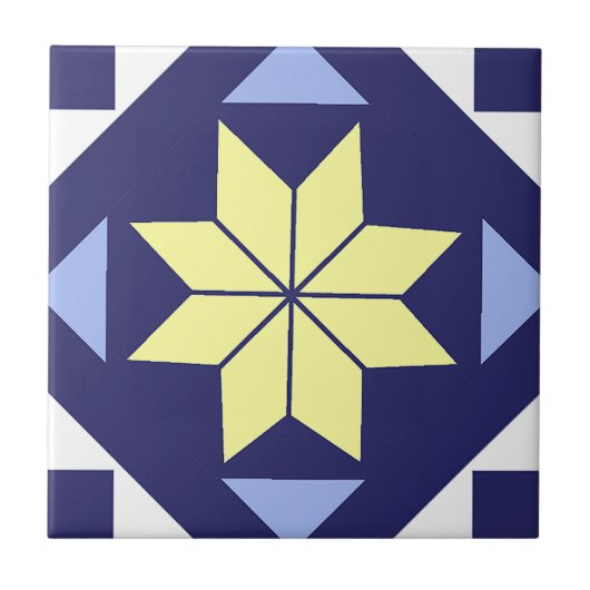 Carreau Motif de carrelage Floral bleu méditerranéen (Devant)