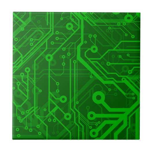 Carreau Motif de carte électronique de vert (Devant)