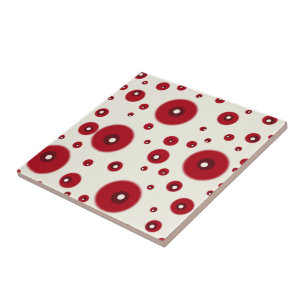 Carreau Motif de cercle fantaisiste à pois rouge ivoire