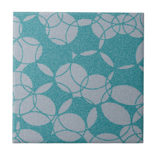 Carreau Motif de cercles sarcelle abstraits