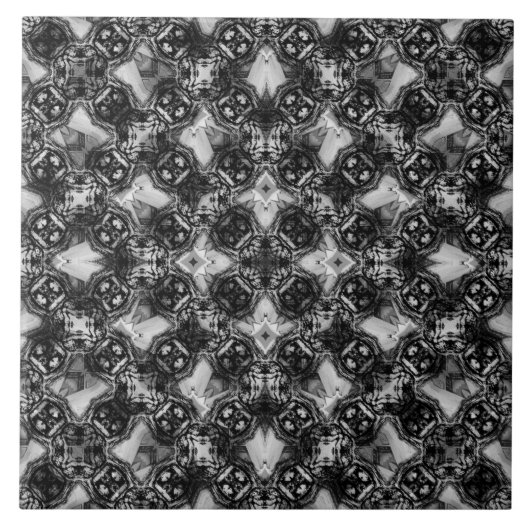 Carreau Motif de chaînes en diamant noir et blanc (Devant)