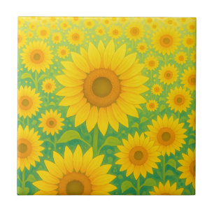 Carreau Motif de champ de tournesol vibrant