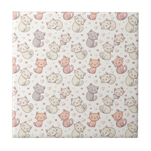 Carreau Motif de chat Chibi mignon - Conception de chaton (Devant)