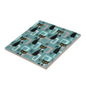 Carreau Motif de chat noir du milieu du siècle (Côté)