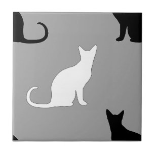Carreau Motif de chat noir et blanc