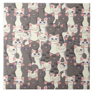 Carreau Motif de chats blancs et gris