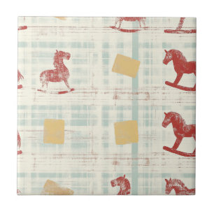 Carreau Motif de cheval à bascule en détresse vintage (3)