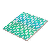 Carreau Motif de cheval de mer mignon sur Blue Green (Côté)