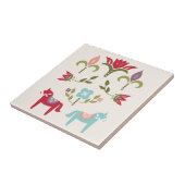 Carreau Motif de chevaux folkloriques scandinaves (Côté)