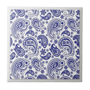 Carreau Motif de Chine bleu et blanc avec Paisleys Designs