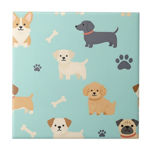 Carreau Motif de chiots mignons (Devant)