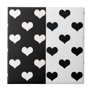 Carreau Motif de coeur Black White Love