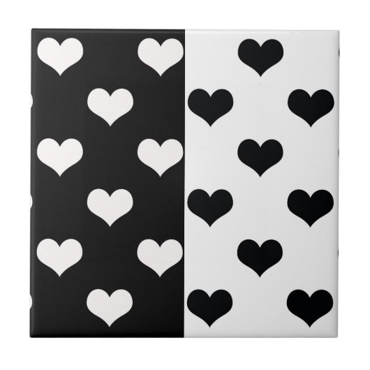 Carreau Motif de coeur Black White Love (Devant)