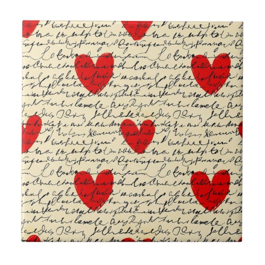 Carreau Motif de cœur moderne avec fond de script (11) (Devant)
