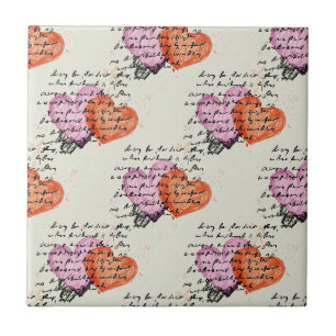 Carreau Motif de cœur moderne avec fond de script (12)