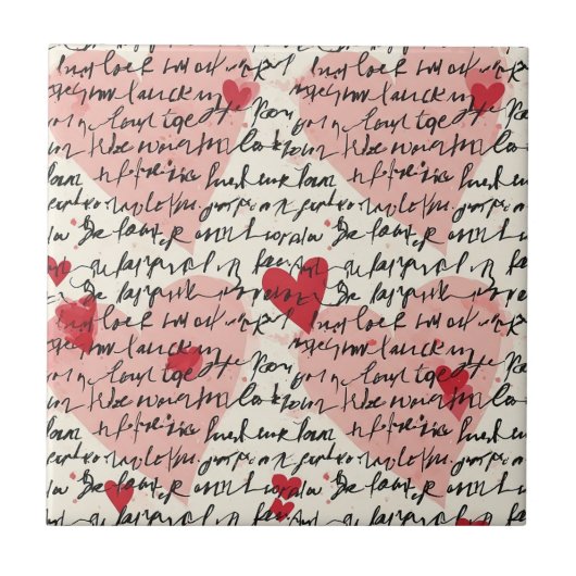 Carreau Motif de cœur moderne avec fond de script (14) (Devant)