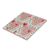 Carreau Motif de cœur moderne avec fond de script (14) (Côté)