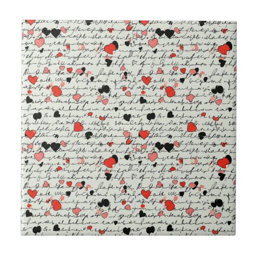 Carreau Motif de cœur moderne avec fond de script (16) (Devant)