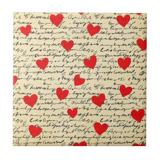 Carreau Motif de cœur moderne avec fond de script (17) (Devant)