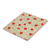 Carreau Motif de cœur moderne avec fond de script (17) (Côté)