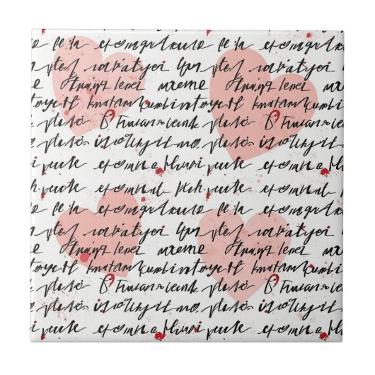 Carreau Motif de cœur moderne avec fond de script (19) (Devant)