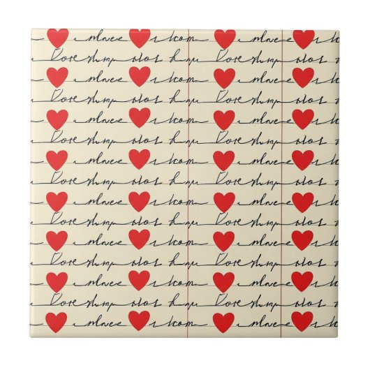 Carreau Motif de cœur moderne avec fond de script (20) (Devant)