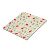 Carreau Motif de cœur moderne avec fond de script (21) (Côté)