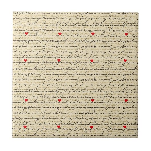 Carreau Motif de cœur moderne avec fond de script (4) (Devant)