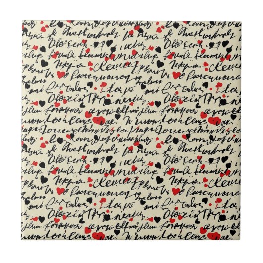 Carreau Motif de cœur moderne avec fond de script (6) (Devant)