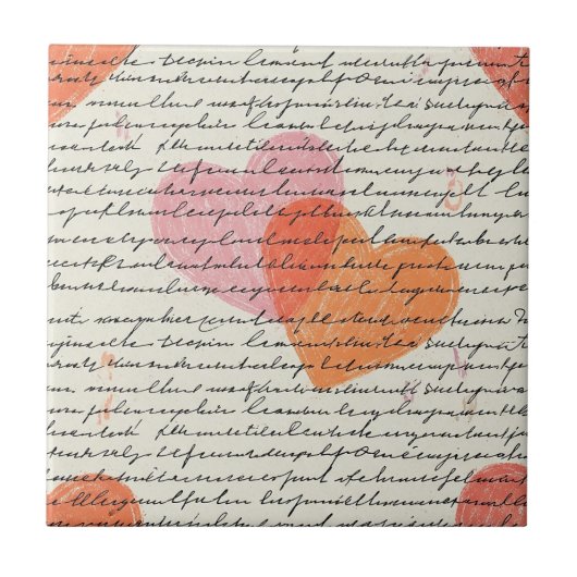Carreau Motif de cœur moderne avec fond de script (8) (Devant)