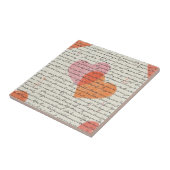 Carreau Motif de cœur moderne avec fond de script (8) (Côté)