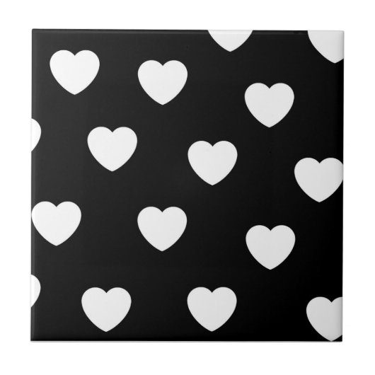 Carreau Motif de coeur noir et blanc (Devant)