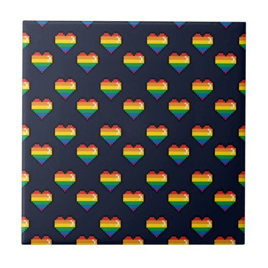 Carreau Motif de coeur Rainbow 8 Bit (Devant)
