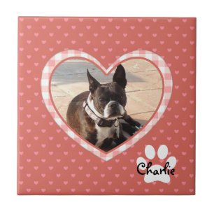 Carreau Motif de coeur rose stratifié avec cadre plaqué