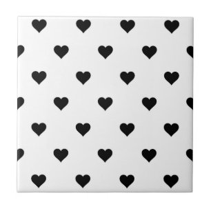 Carreau Motif de cœur simple et mignon noir et blanc 