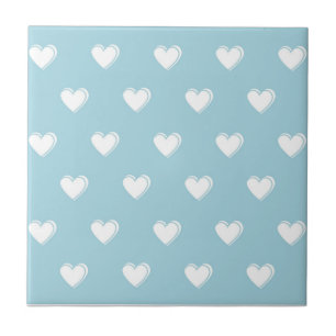 Carreau Motif de cœur simple mignon bleu blanc