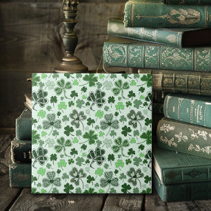 Carreau Motif de cœurs de trèfle vert clair ludique celtiq