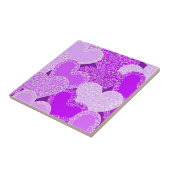 Carreau Motif de coeurs floraux pourpres (Côté)