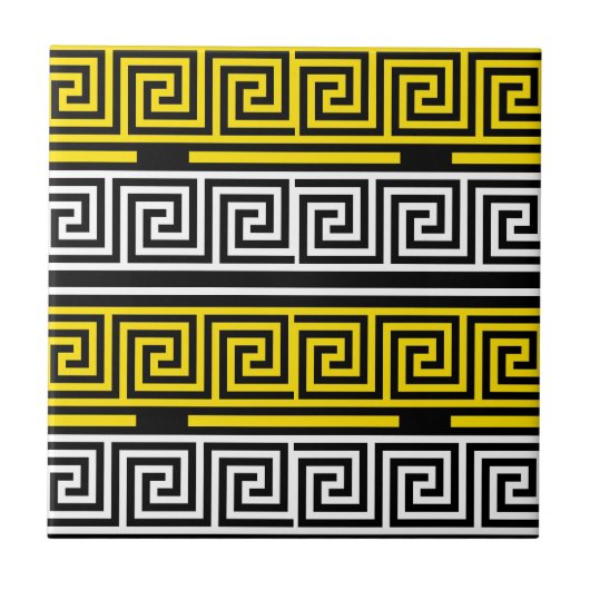 Carreau Motif de conception de frise à clé grecque jaune b (Devant)