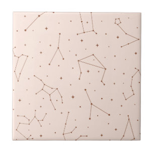 Carreau Motif de constellation minimaliste en rose et marr