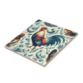 Carreau Motif de coq de ferme Retro (Côté)